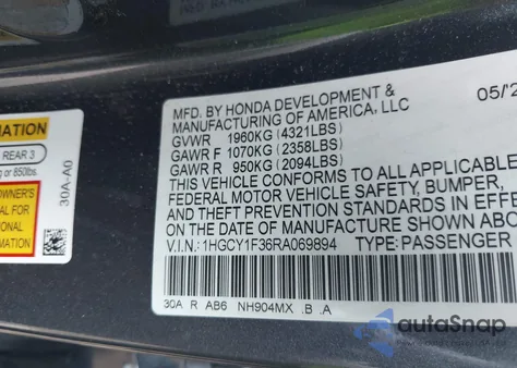 2024 Honda Accord Ex из США, поврежденный, VIN 1HGCY1F36RA069894